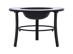 vidaXl Feuerstelle Mosaik Keramik Blau und Weiß 68 cm