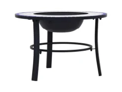 vidaXl Feuerstelle Mosaik Keramik Blau und Weiß 68 cm