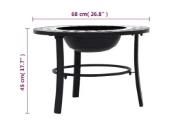 vidaXL Feuerstelle Mosaik Keramik Schwarz und Weiß 68 cm