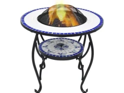 vidaXL Feuertisch Mosaik Keramik Blau und Weiß 68 cm* Mosaik