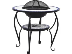 vidaXL Feuertisch Mosaik Keramik Blau und Weiß 68 cm* Mosaik