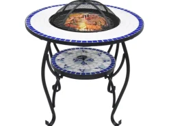 vidaXL Feuertisch Mosaik Keramik Blau und Weiß 68 cm* Mosaik