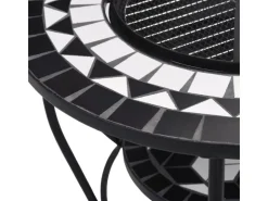 vidaXL Feuertisch Mosaik Keramik Schwarz und Weiß 68 cm