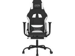 vidaXL Gaming-Stuhl mit Fußstütze Schwarz und Weiß Stoff Modell 1