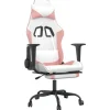 vidaXL Gaming-Stuhl mit Fußstütze Weiß und Rosa Kunstleder Modell 2* Stühle