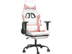 vidaXL Gaming-Stuhl mit Fußstütze Weiß und Rosa Kunstleder Modell 2* Stühle