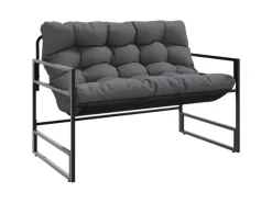 vidaXL Gartenbank mit Kissen Anthrazit 113 cm Stahl