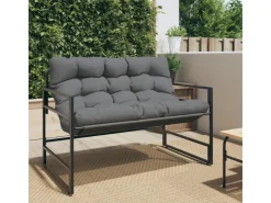 vidaXL Gartenbank mit Kissen Anthrazit 113 cm Stahl