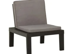 vidaXL Garten-Lounge-Stuhl mit Auflage Kunststoff Grau* Stühle