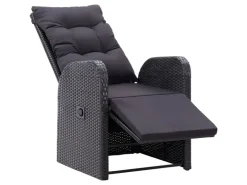 vidaXL Gartensessel mit Kissen 2 Stk. Verstellbar Schwarz Poly Rattan Stahl* Kissen