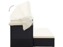 vidaXL Garten-Sonneninsel mit Dach Schwarz Poly Rattan