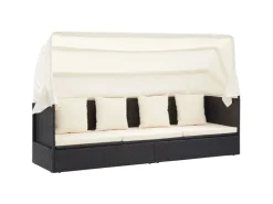 vidaXL Garten-Sonneninsel mit Dach Schwarz Poly Rattan
