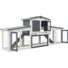 vidaXL Großer Kaninchenstall Grau und Weiß 204x45x85 cm Holz
