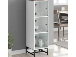 vidaXL Highboard mit Glastüren Weiß 35x37x120 cm 836560* Vitrinen