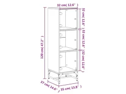 vidaXL Highboard mit Glastüren Weiß 35x37x120 cm 836560* Vitrinen