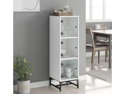 vidaXL Highboard mit Glastüren Weiß 35x37x120 cm 836560* Vitrinen