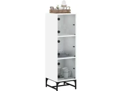 vidaXL Highboard mit Glastüren Weiß 35x37x120 cm 836560* Vitrinen