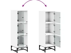 vidaXL Highboard mit Glastüren Weiß 35x37x120 cm 836560* Vitrinen