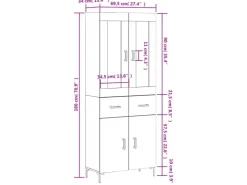 vidaXL Highboard Räuchereiche 69,5x34x180 cm Holzwerkstoff 3198534* Vitrinen