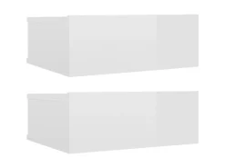 vidaXL Hängende Nachttische 2 Stk Hochglanz-Weiß 40x30x15 cm* Wandregale