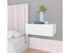 vidaXL Hängende Nachttische 2 Stk Weiß 40x30x15 cm Holzwerkstoff* Regal Weiß|Wandregale