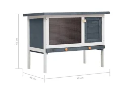 vidaXL Kaninchenstall 1 Ebene Grau Holz* Kleintierbedarf