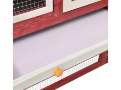vidaXL Kaninchenstall Rot und Weiß 140x63x120 cm Tanne Massivholz* Kleintierbedarf