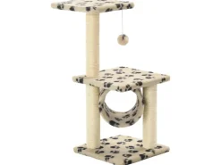 vidaXL Katzen-Kratzbaum Sisal 65 cm Beige Pfoten-Aufdruck* Katzenbedarf