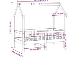 vidaXL Kinderbett Hausbett 70x140 cm Massivholz Kiefer2102249