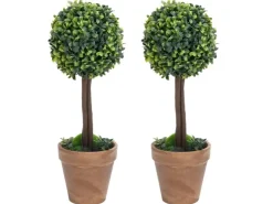 vidaXL Künstliche Buchsbäume 2 Stk mit Topf Kugelform Grün 56 cm* Kunstpflanzen