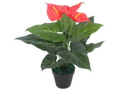 vidaXL Künstliche Flamingoblume mit Topf 45 cm Rot und Gelb* Kunstpflanzen