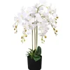 vidaXL Künstliche Orchidee mit Topf 75 cm Weiß