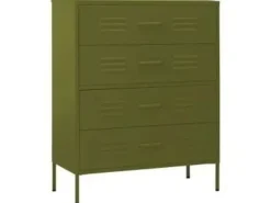 vidaXL Kommode Olivgrün 80x35x101,5 cm Stahl