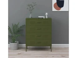 vidaXL Kommode Olivgrün 80x35x101,5 cm Stahl