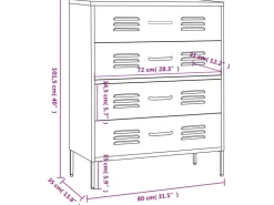 vidaXL Kommode Schwarz 80x35x101,5 cm Stahl* Kommode