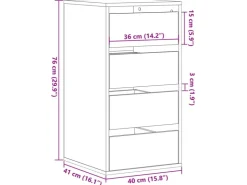 vidaXL Kommode Weiß 40x41x76 cm Holzwerkstoff