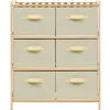 vidaXL Korb-Kommode mit 6 Stoffkörben Zedernholz Beige