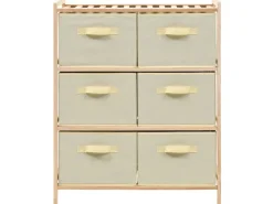 vidaXL Korb-Kommode mit 6 Stoffkörben Zedernholz Beige