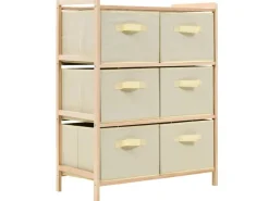 vidaXL Korb-Kommode mit 6 Stoffkörben Zedernholz Beige