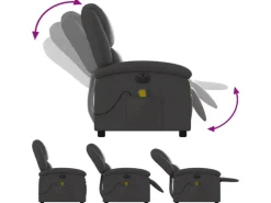 vidaXL Massagesessel Elektrisch Grau Echtleder* Sessel