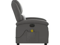 vidaXL Massagesessel Elektrisch Grau Echtleder* Sessel