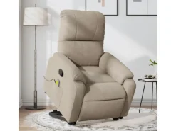 vidaXL Massagesessel mit Aufstehhilfe Taupe Mikrofasergewebe* Sessel