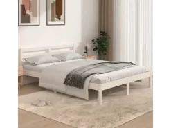 vidaXL Massivholzbett Kiefer 140x190 cm Weiß1136550