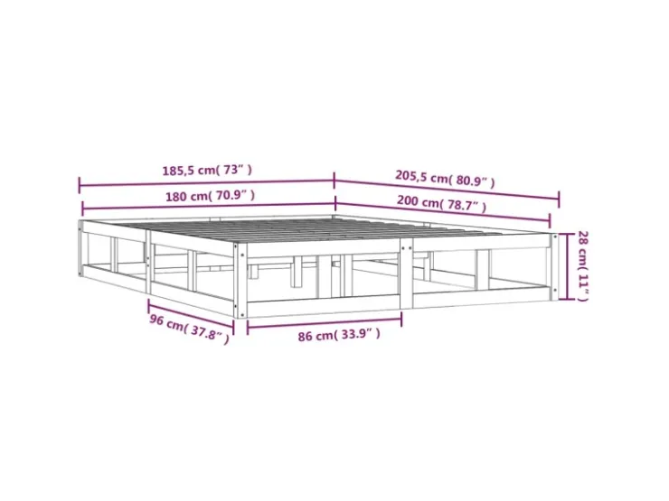 vidaXL Massivholzbett 180x200 cm 820815* Betten