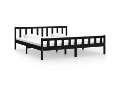vidaXL Massivholzbett Schwarz 200x200 cm1271541