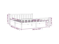 vidaXL Massivholzbett Schwarz 200x200 cm1271541