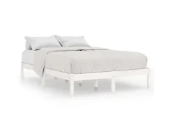 vidaXL Massivholzbett Weiß 135x190 cm 4FT6 Double1134989