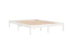 vidaXL Massivholzbett Weiß 135x190 cm 4FT6 Double1134989
