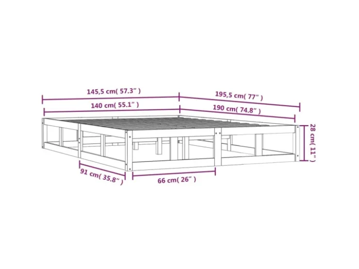 vidaXL Massivholzbett 140x190 cm 820841* Betten