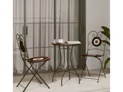 vidaXL Mosaik-Bistro-Set Terrakottarot und Weiß Eisen und Keramik 3216355* Mosaik